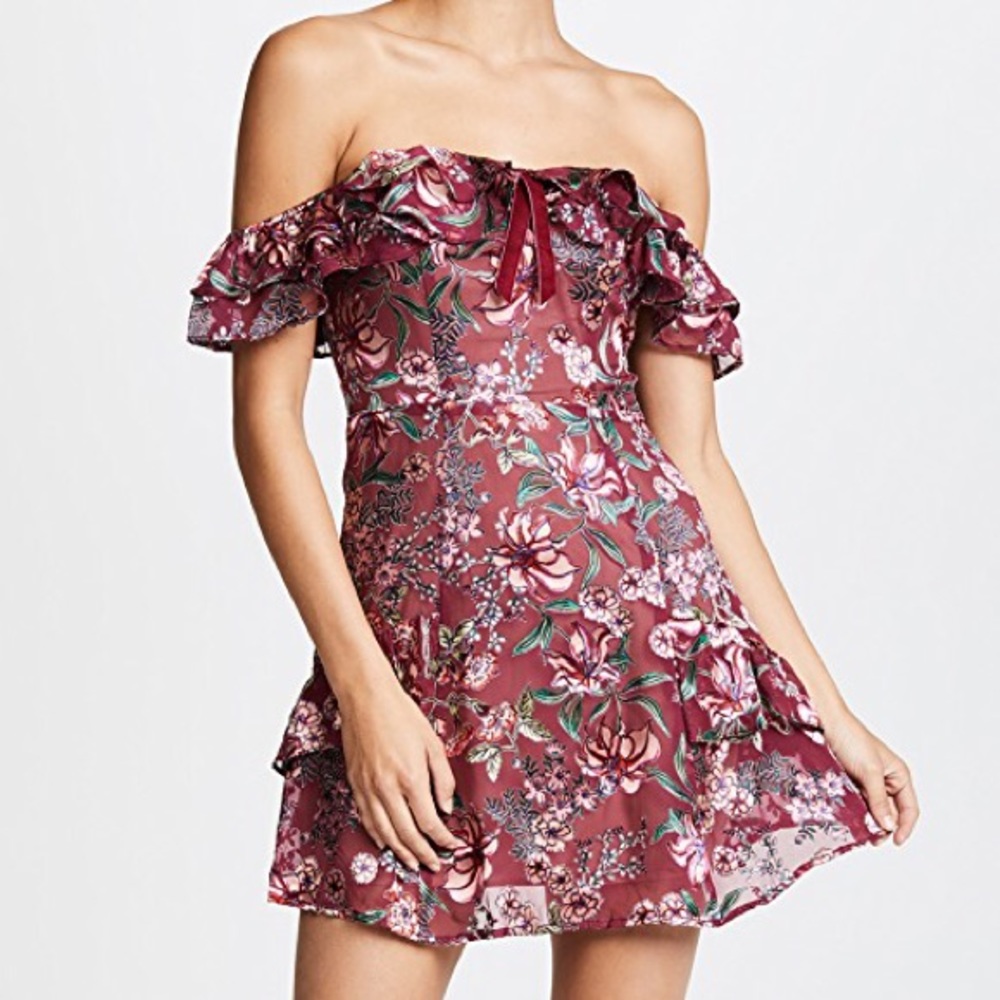 For Love & Lemons Flora Off Shoulder Mini Dress